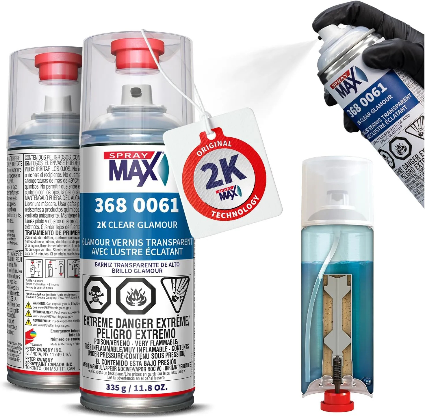 2K Automotive High Gloss Clear Coat Spray Paint UV Scratch Resistant 11.8 Oz Can