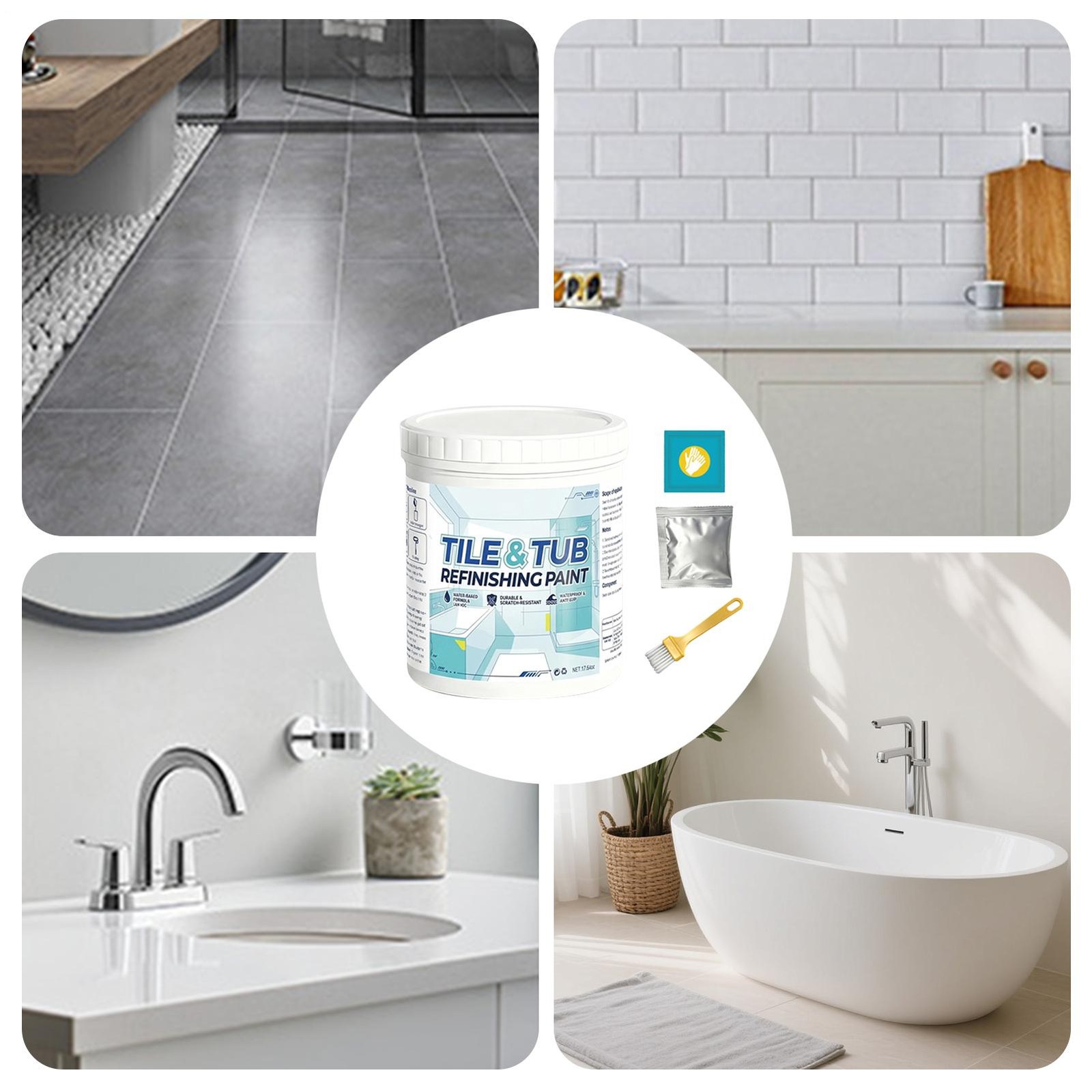 Bathtub Paint Semi-Gloss Tile Refinishing Coating Waterproof Bathtub Paint 500g