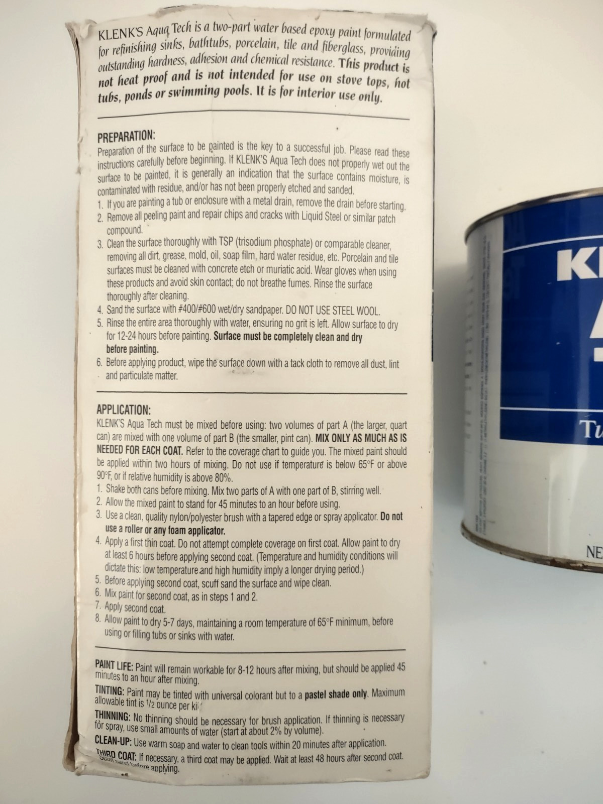 Zynolyte Klenks Aqua Tech Water Based Epoxy Enamel Tub & Tile Finish 48 Fl Oz