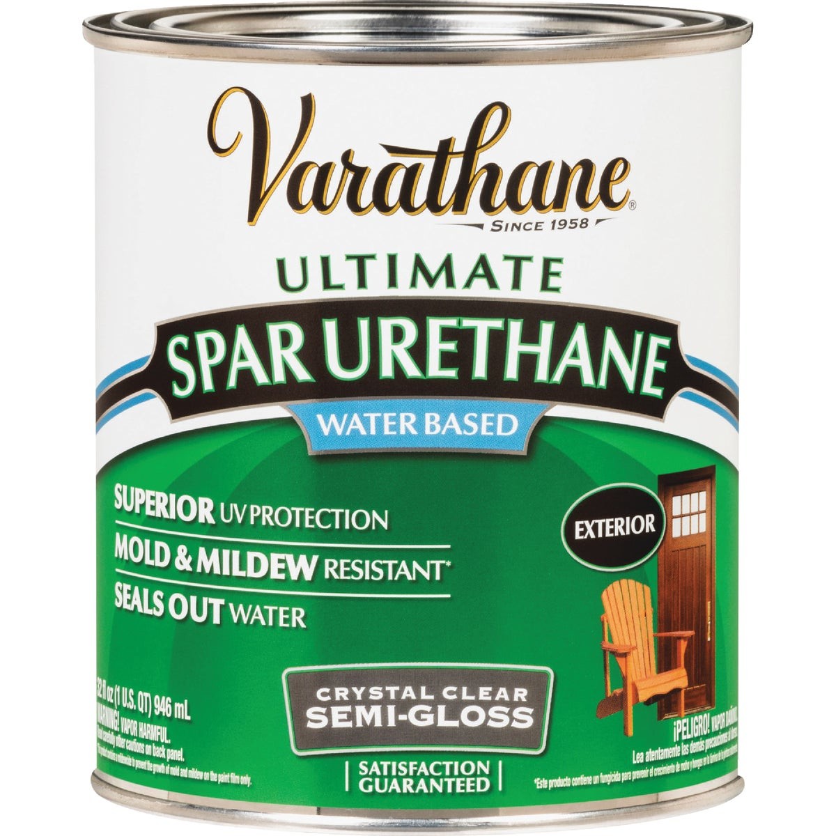 Varathane Semi-Gloss Clear Water Based Exterior Spar Urethane, 1 Qt. 250141H