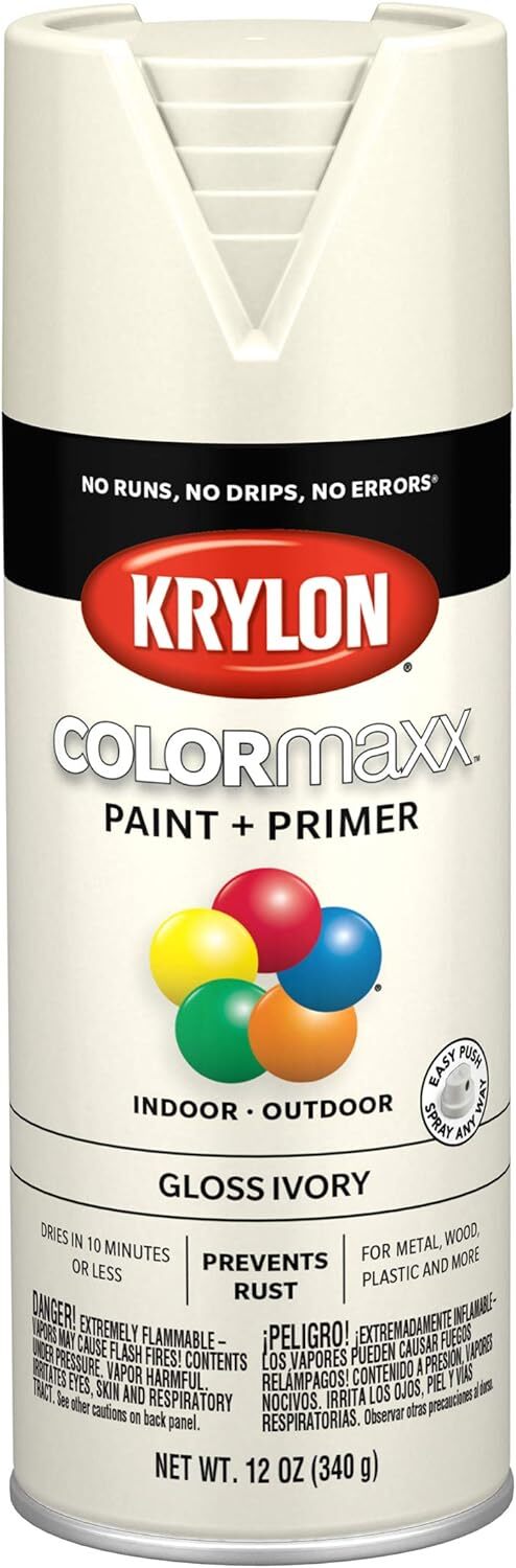 Krylon 5524 Gloss Ivory COLORmaxx Spray Paint + Primer for Indoor/Outdoor 12 Oz