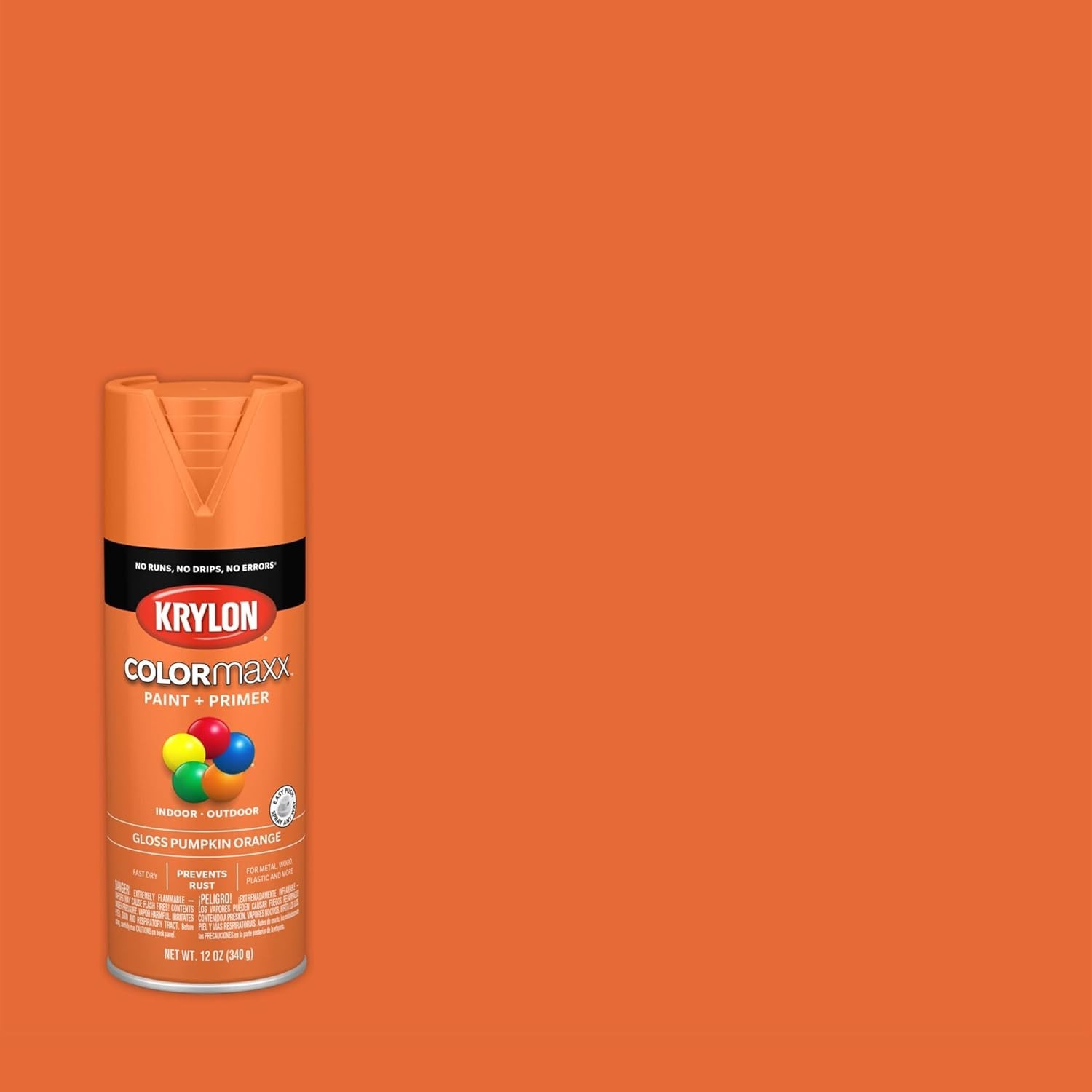 Rust Resistant 12oz Gloss Spray Paint & Primer – Pumpkin Orange for DIY Projects
