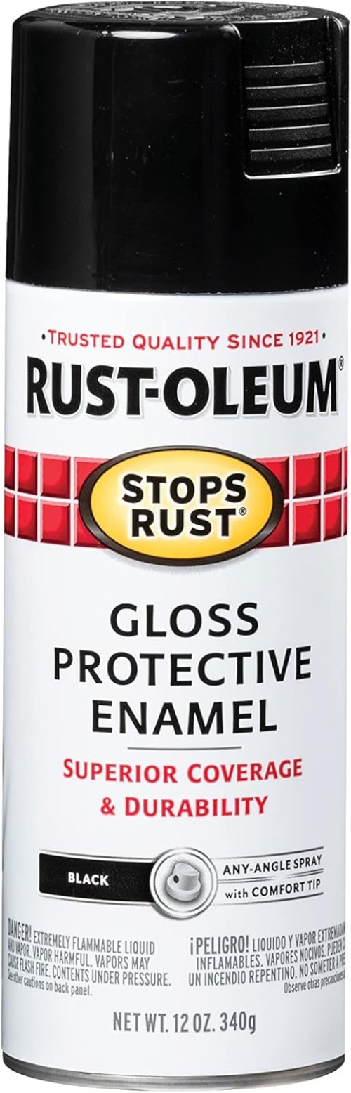 Aerosol Gloss Black Paint 12 Ounce Rust Resistant Coating for Interior Exterior