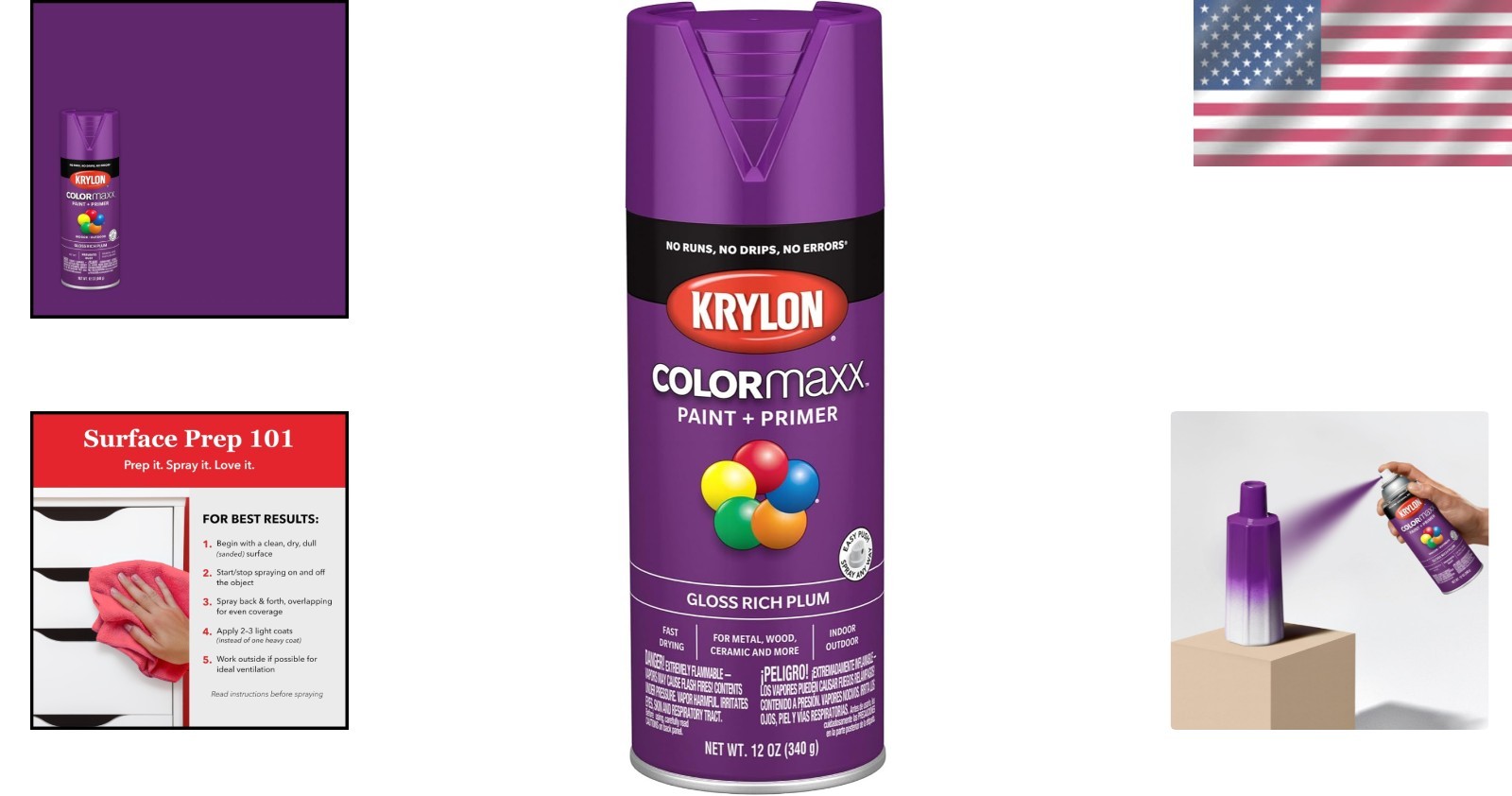 Fast-Drying Gloss Rich Plum Spray Paint – 12 Oz Can for Indoor/Outdoor Projects
