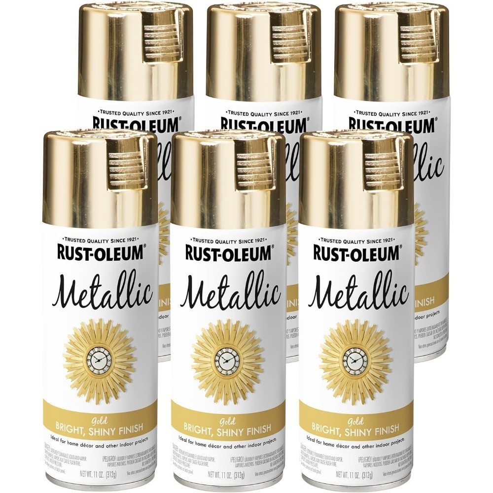 Specialty Metallic Gold Spray Paint 11 Ounce Six Pack for DIY Crafts