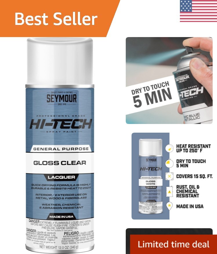 16-821 Hi-Tech Lacquers Gloss Clear Spray Paint – UV & Weather Resistant 12oz
