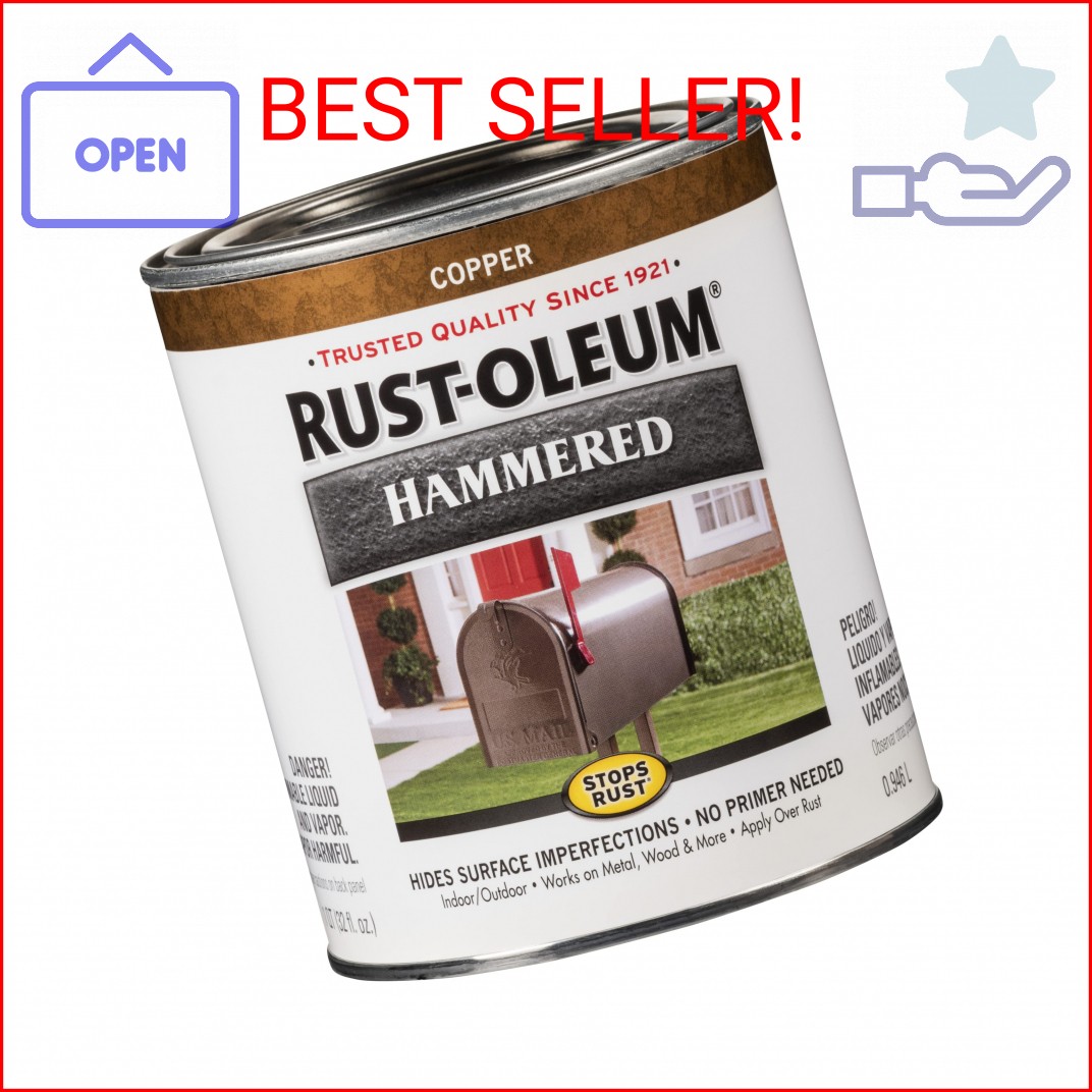 Rust-Oleum 239074 Stops Rust Hammered Finish Paint, Quart, Copper, (Pack of 1)