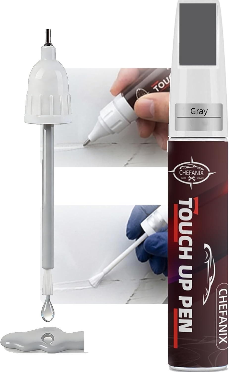 Touch Up Paint Pen Pure Black Car Scratch Repair Auto Paint Remover Gray