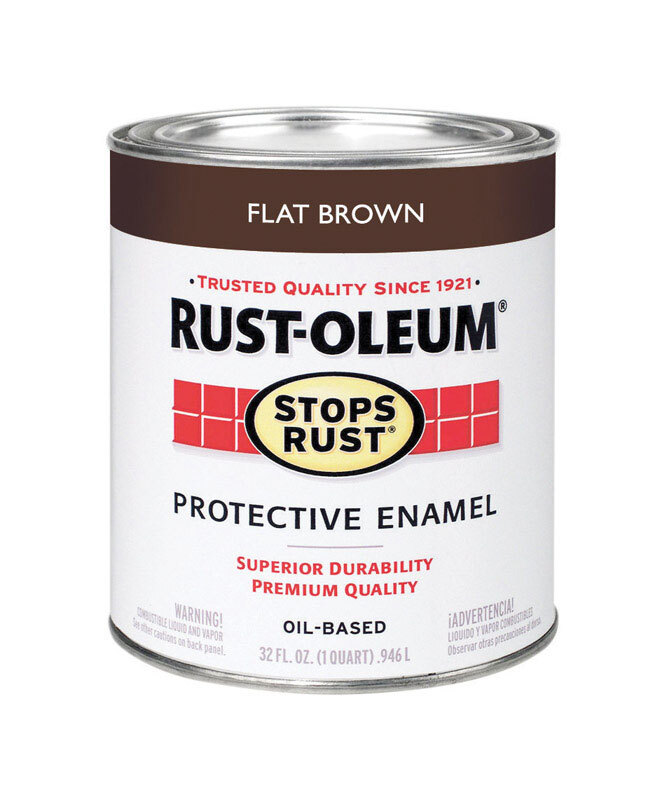 Rust-Oleum 239083 STOPS RUST Protective Enamel, Flat, Brown, 1 qt Can