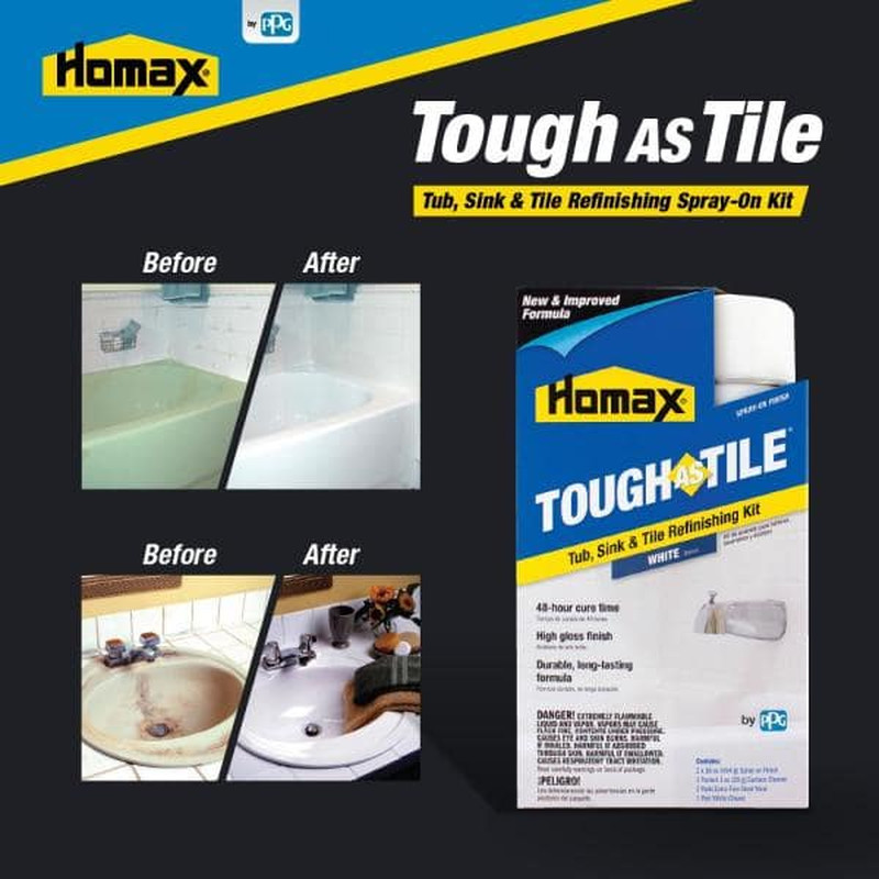Tile Aerosol Spray Refinishing Kit High Gloss Porcelain Repair Tougher 32 oz