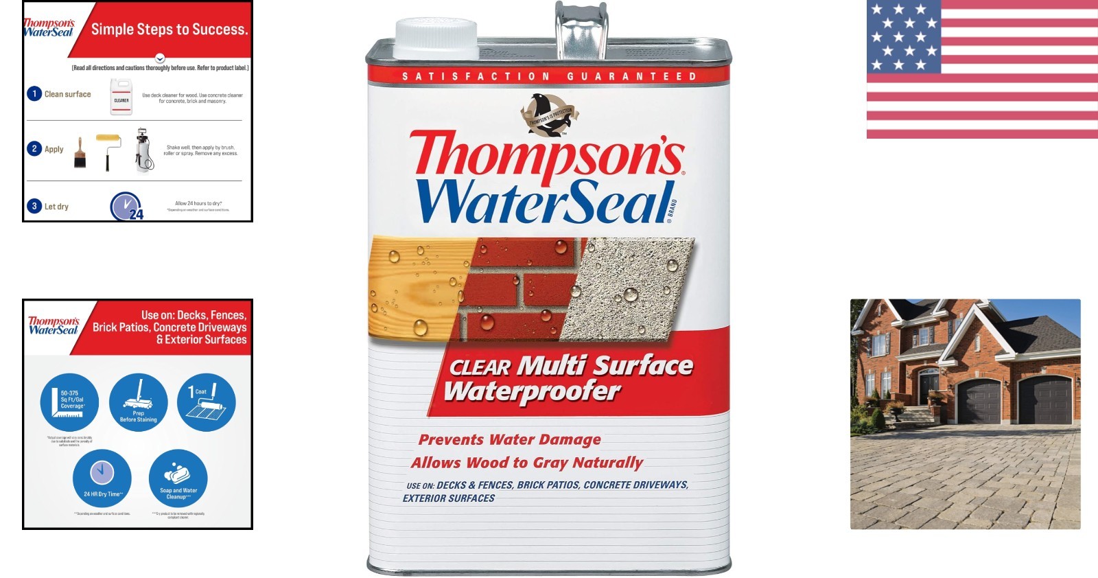 1 Gallon Clear Waterproofing Stain by Thompson’s – Ideal for Wood & Concrete