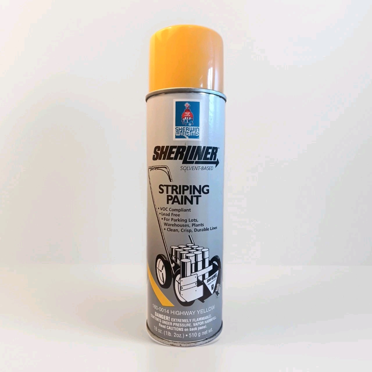 Sherwin Williams SHERLINER Striping Paint Spray 18oz HIGHWAY YELLOW 160-0014 NOS