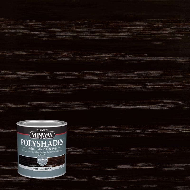 Minwax 214954444 Gloss Black Stain and Polyurethane Finish 0.5 pt. (Pack of 4)