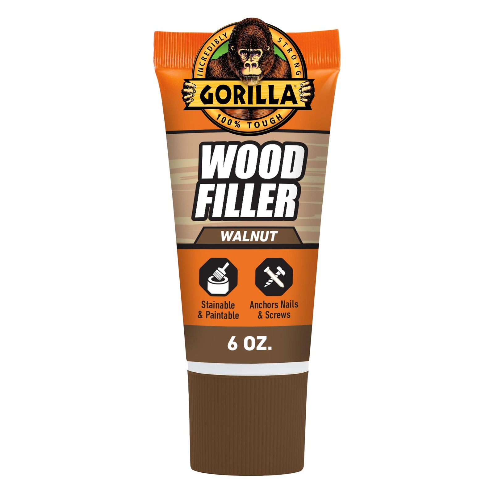 Gorilla All Purpose Wood Filler, Walnut Color, 6 Ounce Tube 1 – Pack,