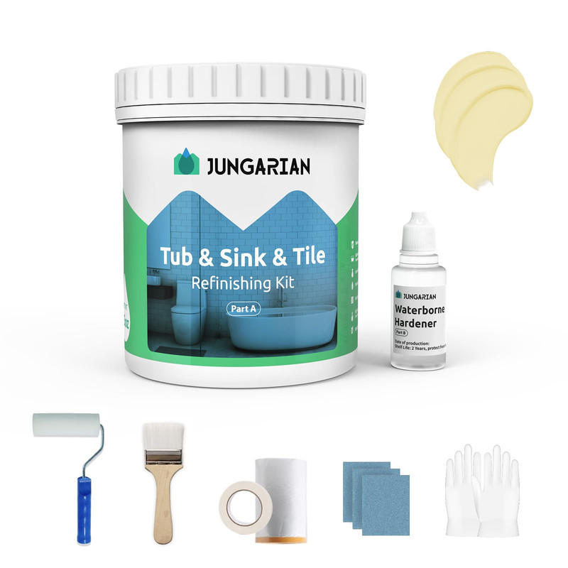 Jungarian Tub And Tile Refinishing Kit 35Oz Tools Odor Diy Bathroom Paint Sink