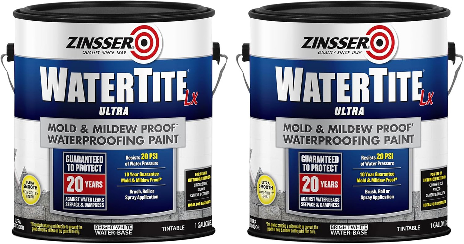 Watertite LX Ultra Waterproofing Paint, 2 Gallons, White – Ultimate Protection