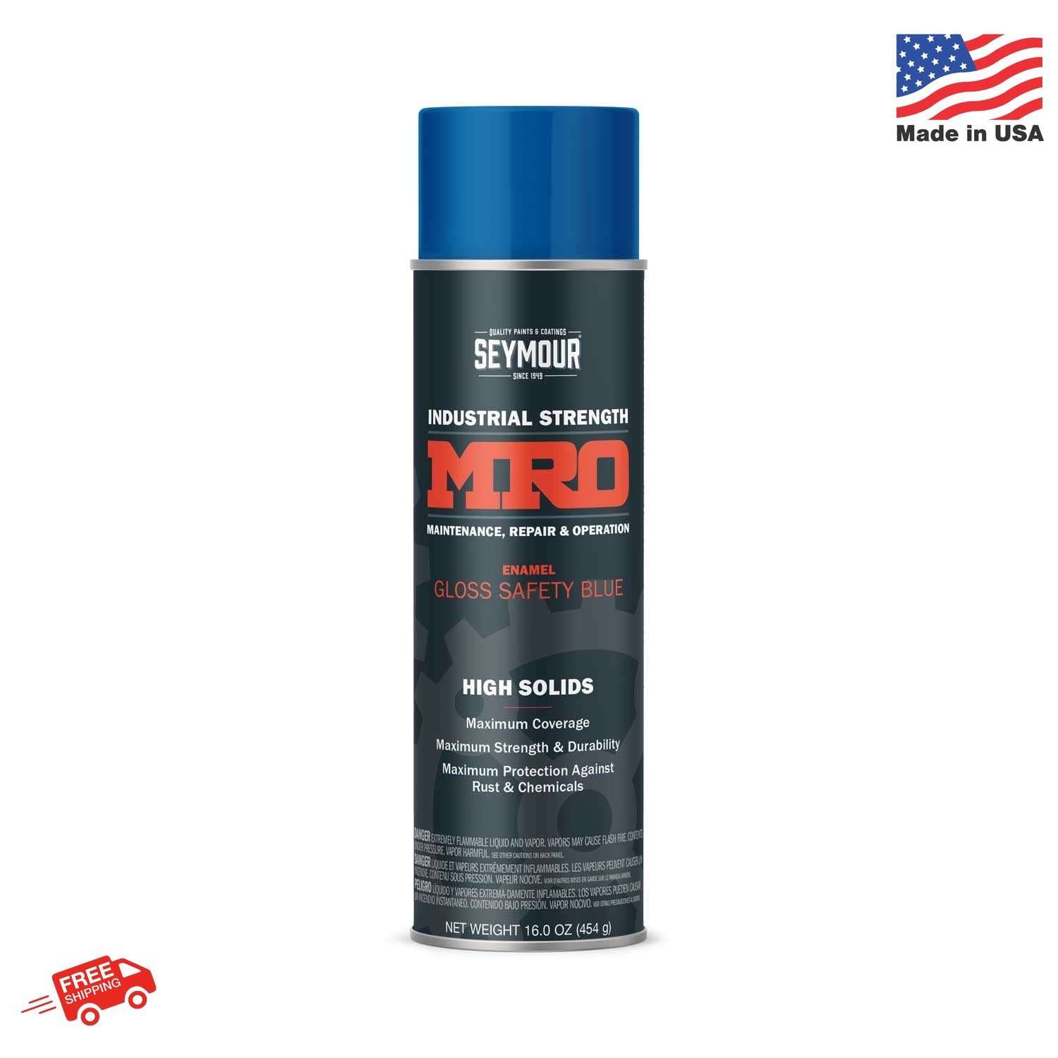SEYMOUR 620-1427 Industrial MRO High Solids Spray Paint, Safety Blue, 16 Fl Oz (