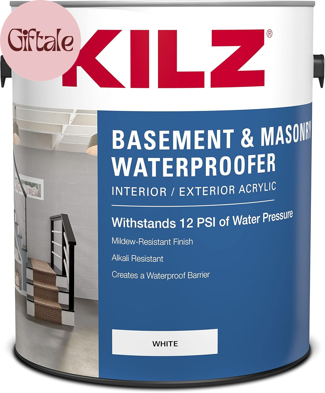 KILZ Basement and Masonry Waterproofing Paint, Interior/Exterior, White, 1 Gallo