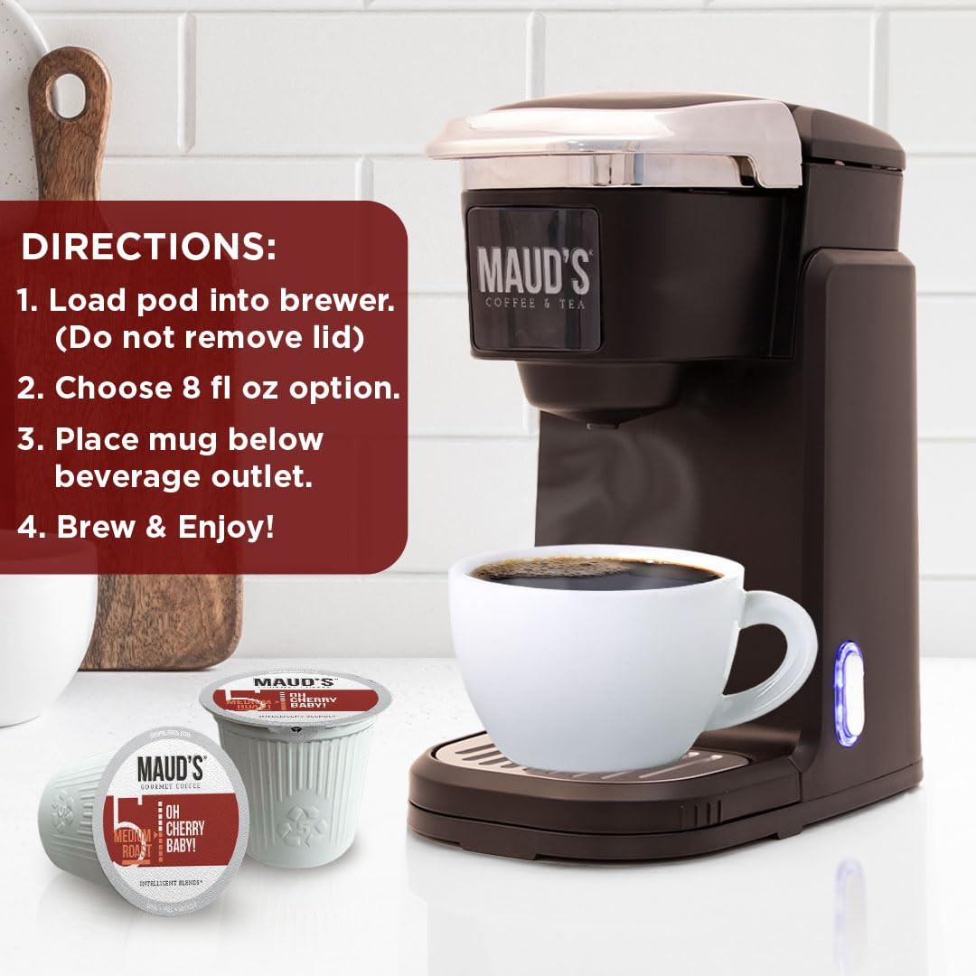 Maud’S Cherry Flavored Coffee Pods, 18 Ct, Medium Roast Flavored Coffee in Singl