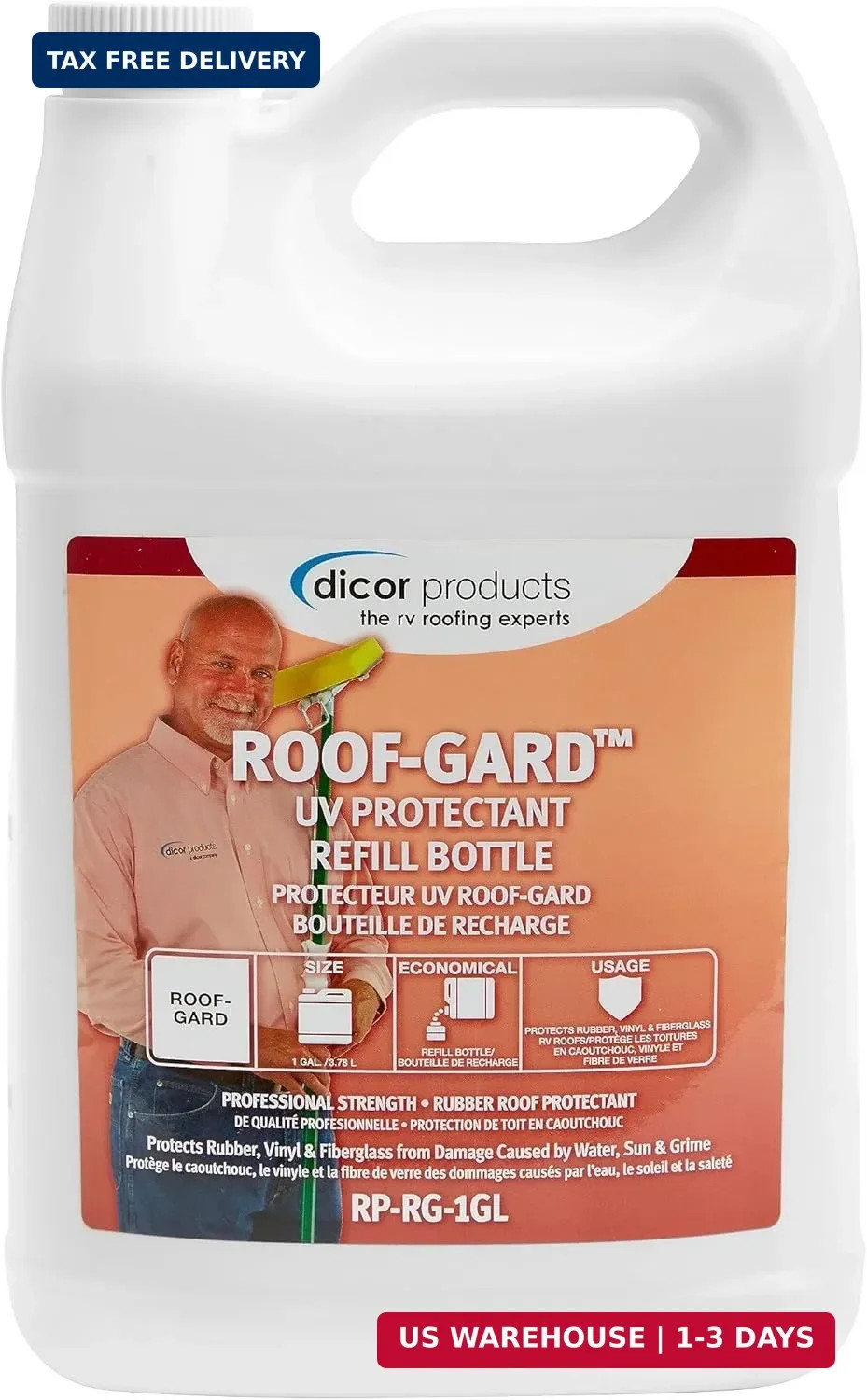 Dicor RP-RG-1GL Roof Guard RV Roof Protectant Spray – White, 1 Gallon