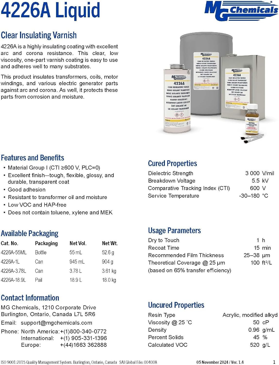 4226A Clear Insulating Varnish, 55 ml Liquid Bottle