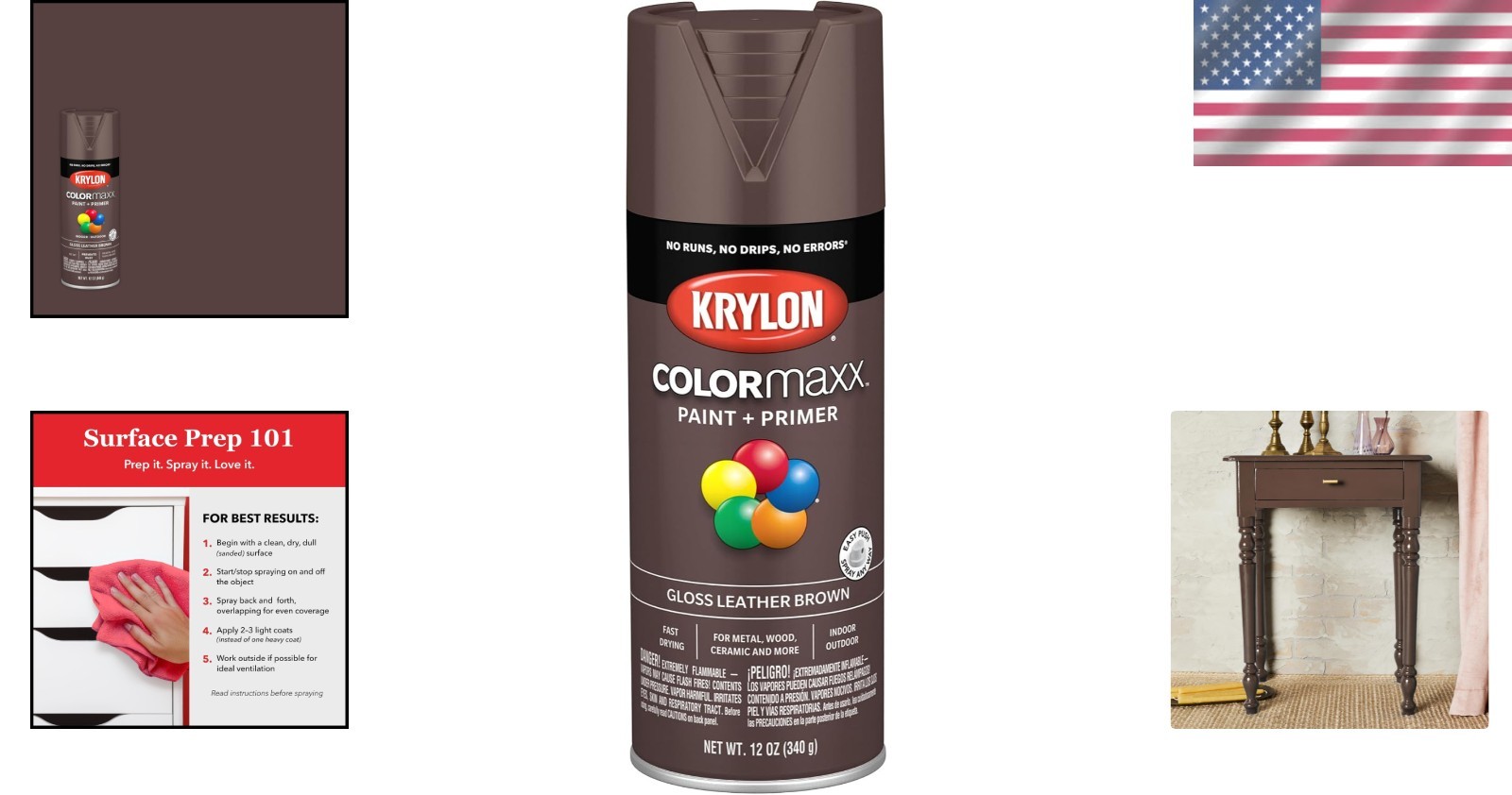 12 Oz Gloss Leather Brown Spray Paint – Rust Resistant for All Surfaces