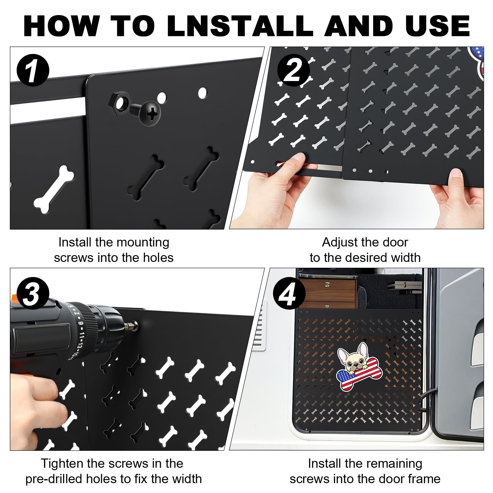 20″ Adjustable RV Screen Door Protector for Dogs Aluminum, Fits 22″-31.5″ Doors