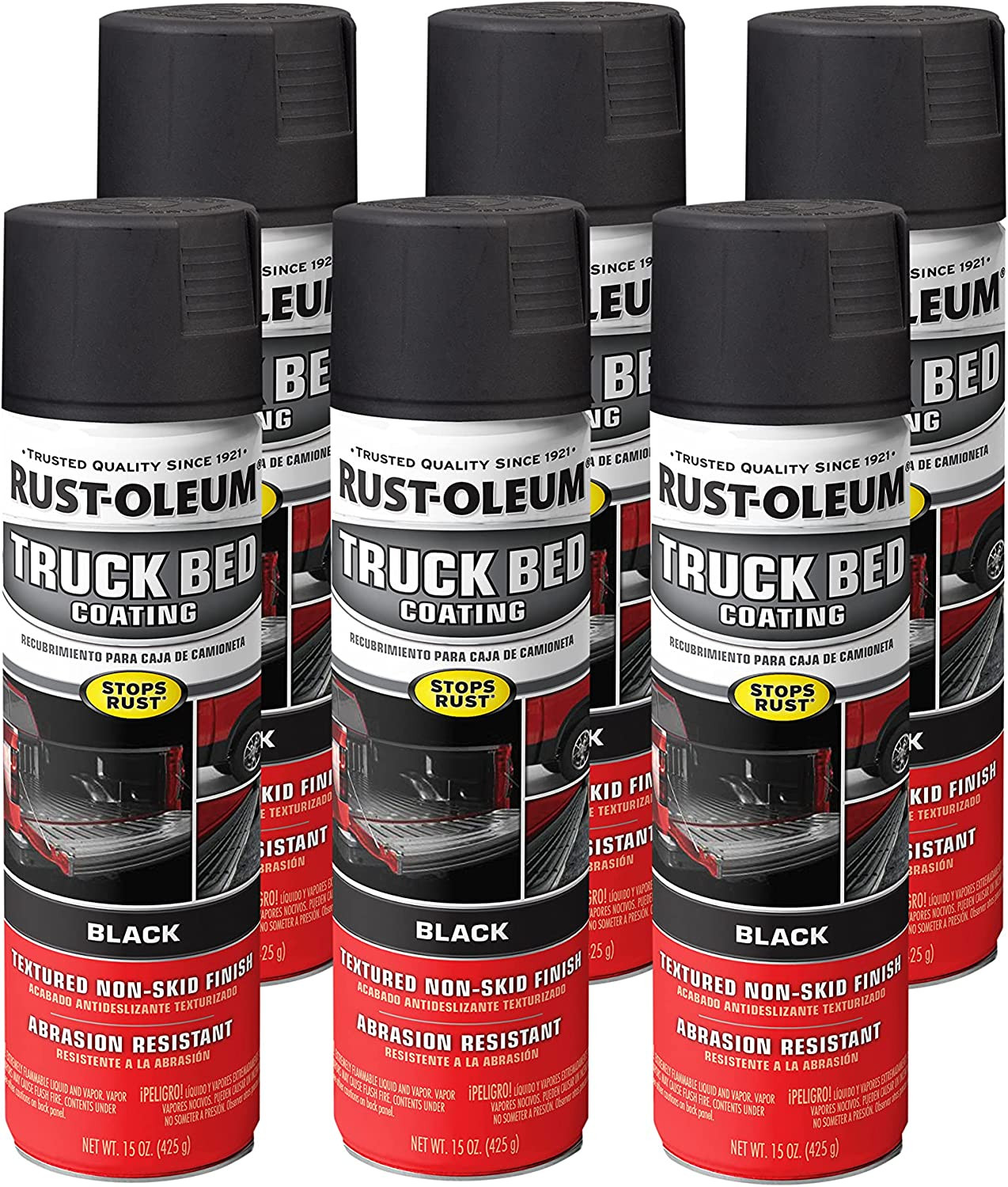Rust Oleum 6 Pack Automotive Truck Bed Coating Black Spray Comfort Tip 15 Ounce