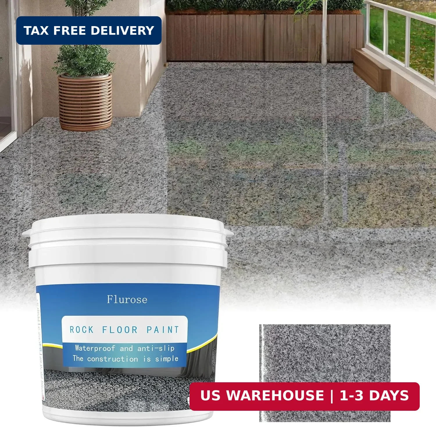 Epoxy Colored Sand Floor Paint, High-Gloss Self-Leveling 35oz (1KG), Gray | Epox