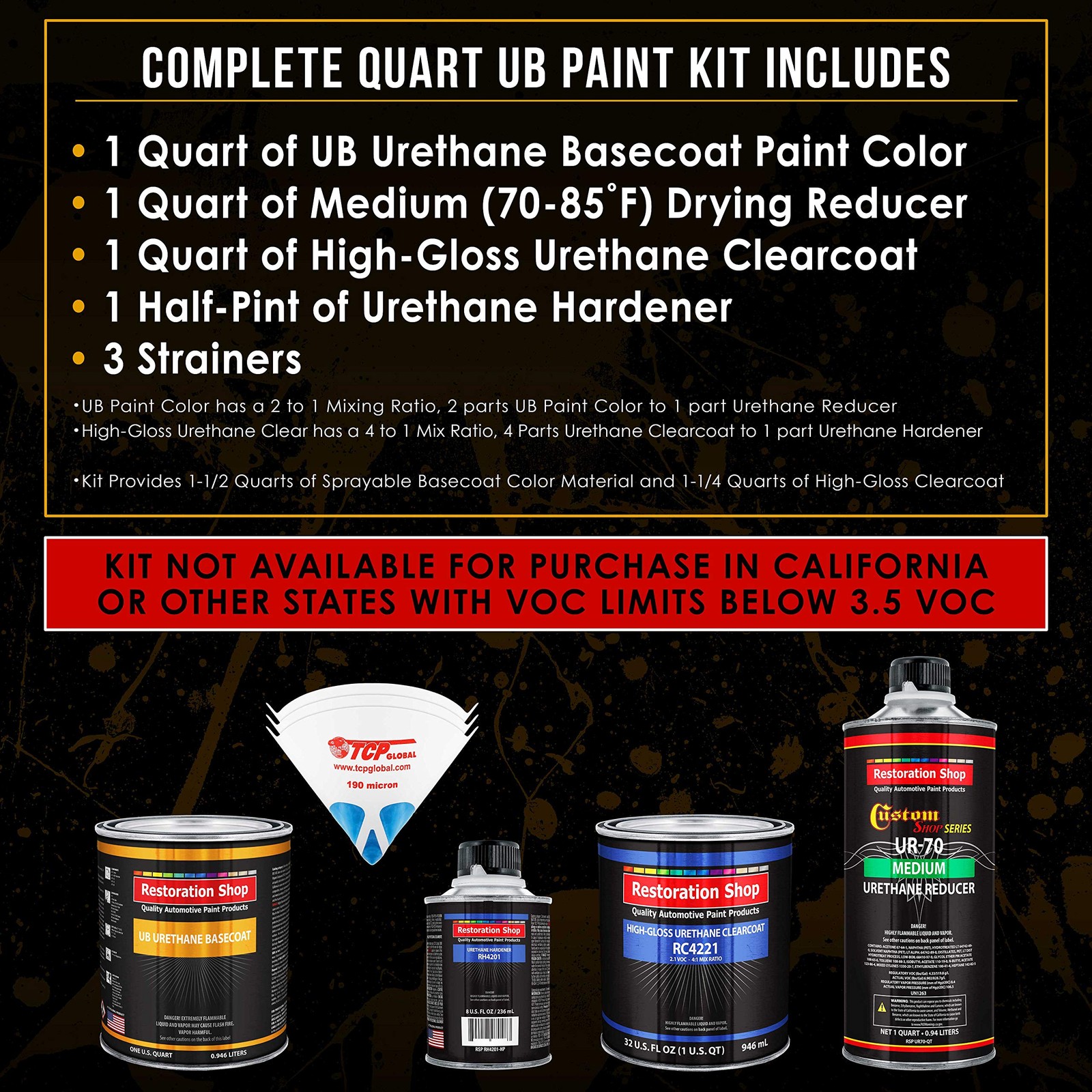 Restoration Shop – Winter White Urethane Basecoat with Clearcoat Auto Paint -…