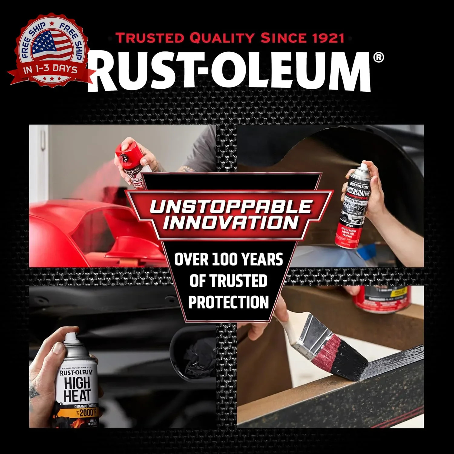 Rust-Oleum Automotive High Heat Spray Paint Custom Spray 5-in-1, 12 oz, Flat Bla