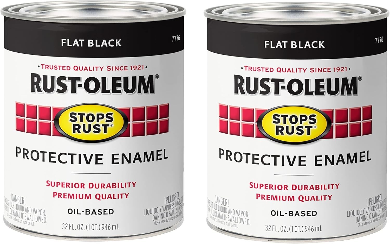 7777502-2PK Stops Rust Brush on Paint, 1 Quarts (Pack of 2), Satin Black
