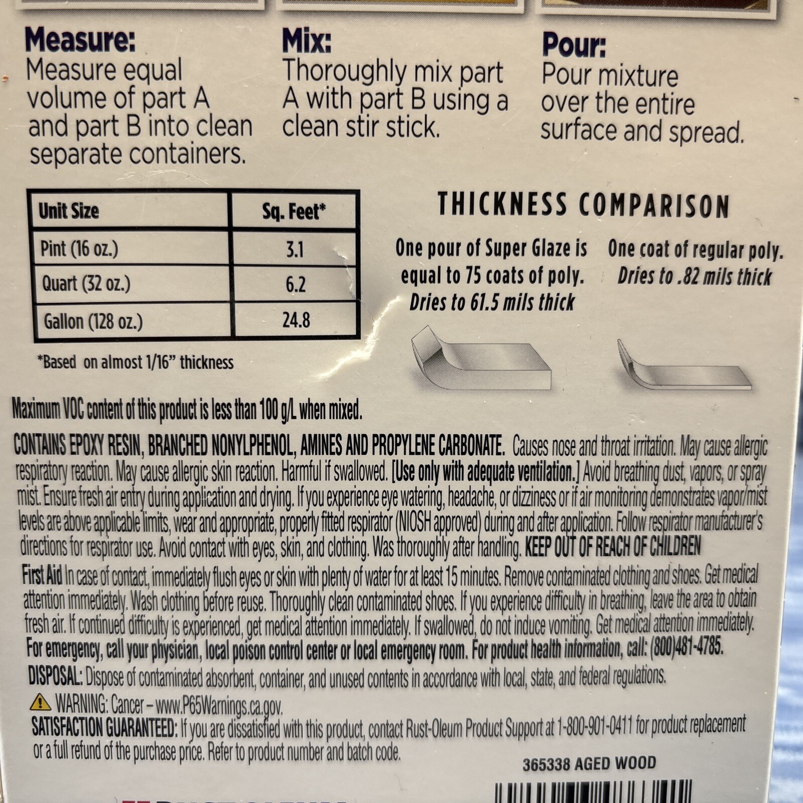 Rust-Oleum Watco Super Glaze Pour On High Gloss Epoxy 1 Quart Aged Wood (50)