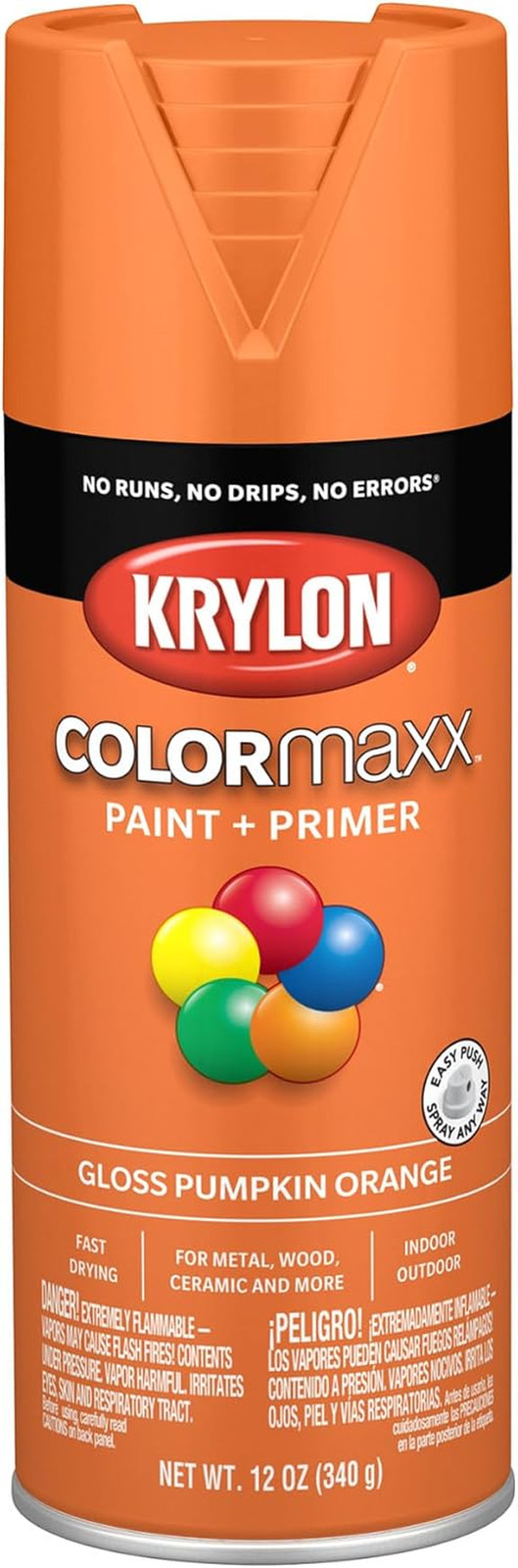 K05532007 Colormaxx Spray Paint, Aerosol, Pumpkin Orange