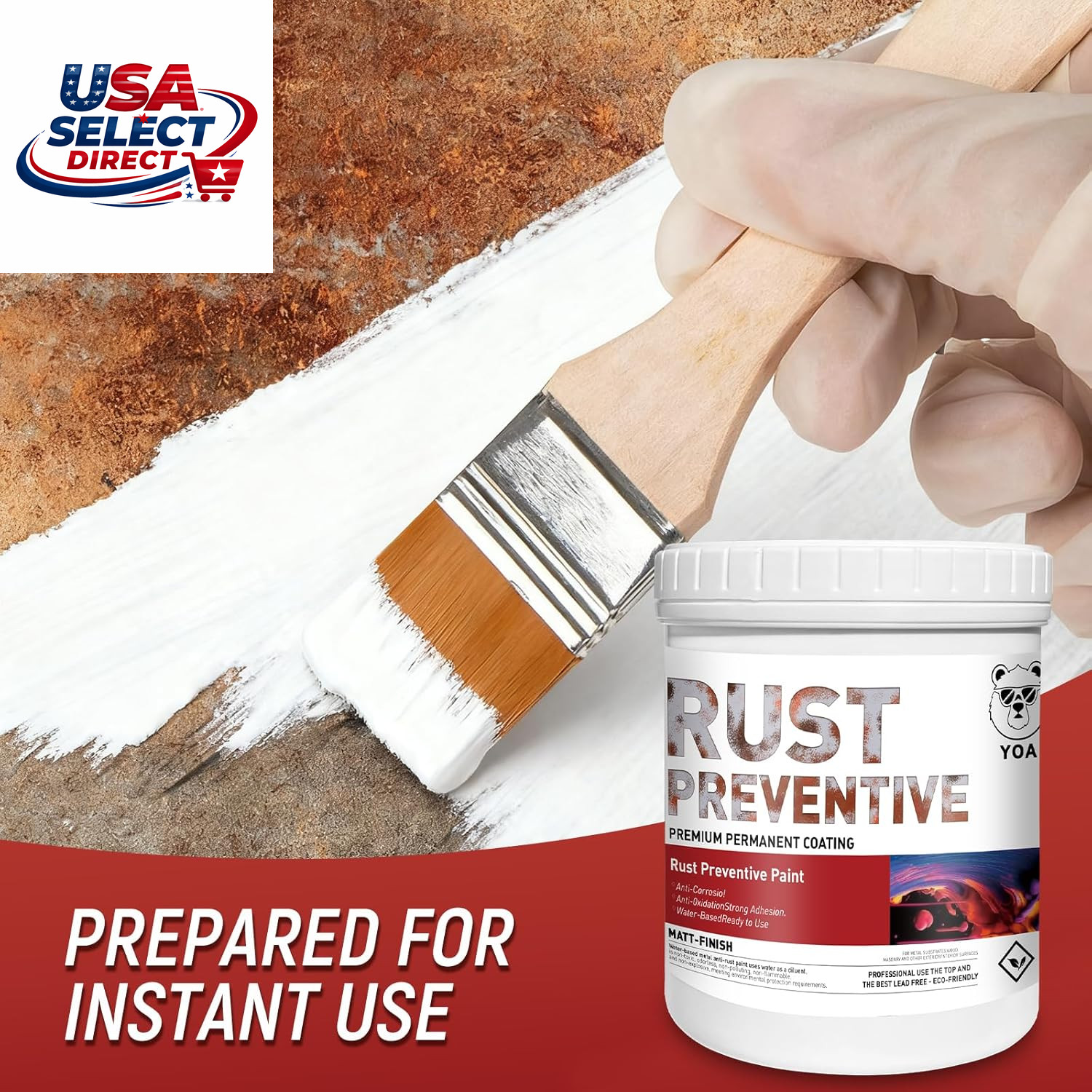 Water-Based Rust-Proof Paint 16 Fl Oz for Metal Surfaces – Matte Gray