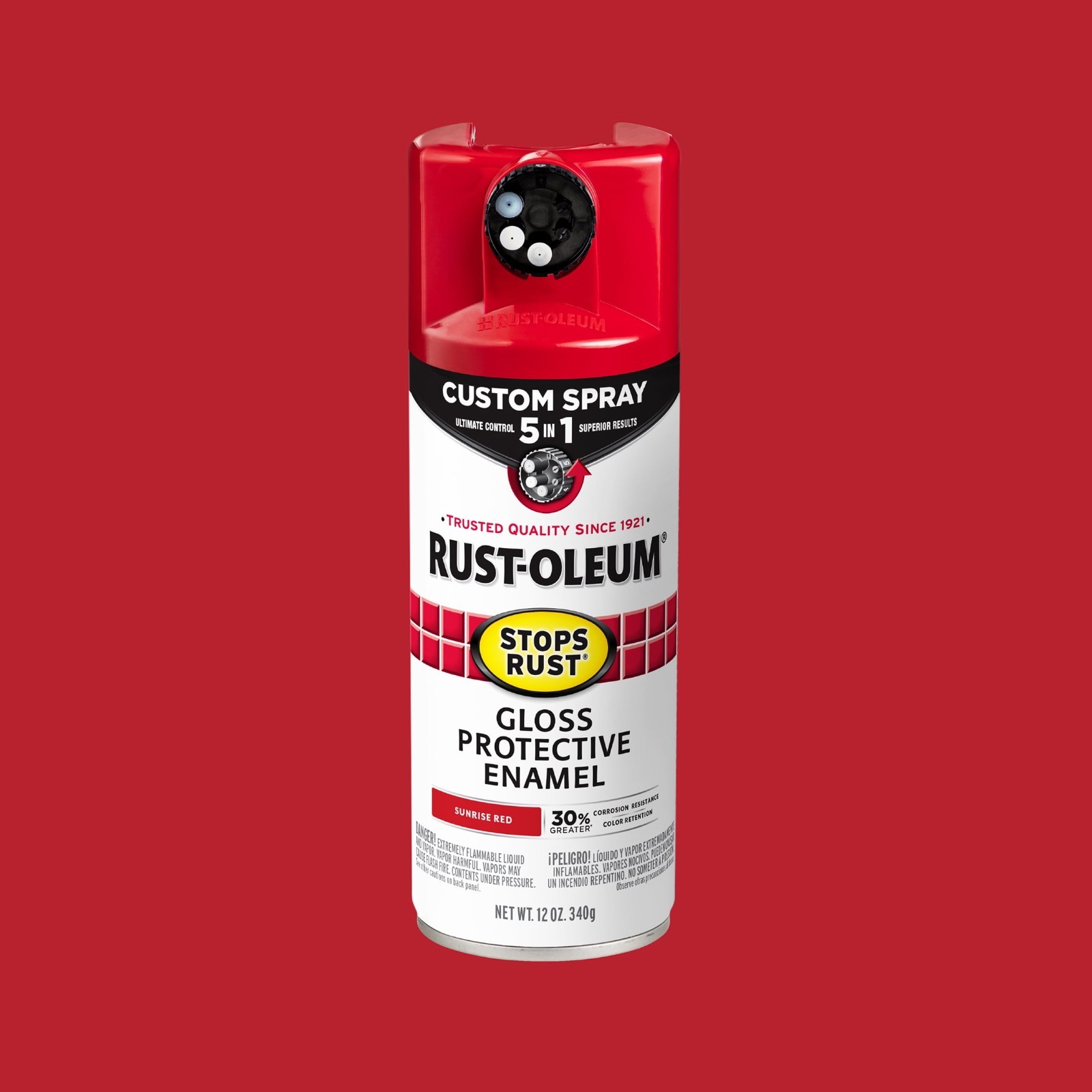 4 Pack Rust-Oleum Stops Rust 5-in-1 Custom Spray Paint, Sunrise Red, Gloss, 12oz