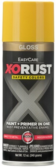 X-O Rust XOP4-AER Gloss SAFETY YELLOW Anti-Rust Enamel Spray Paint – 1 Pack