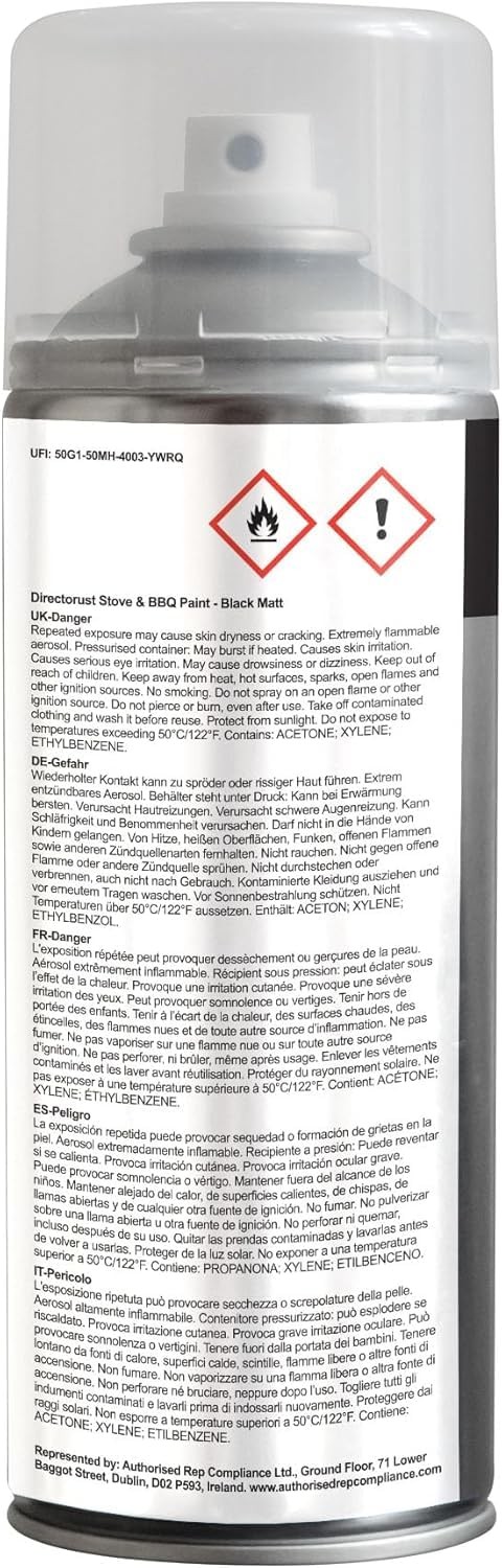Directorust High Heat Spray Paint for Metal – BLACK – Smooth Matte Finish BBQ…