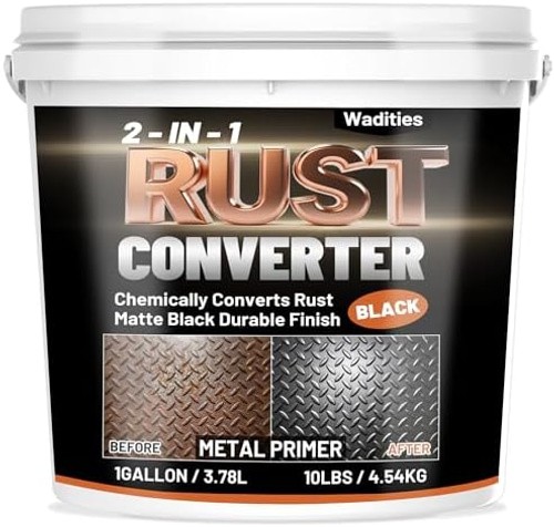 2-in-1 Rust Converter & Metal Primer, 1 Gallon Matte Black Rust Inhibitor Pai…