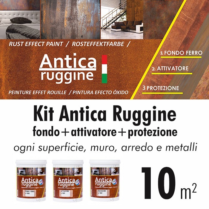 Rust effect paint shorten low paint varnish kit – activator – finish 10 m²