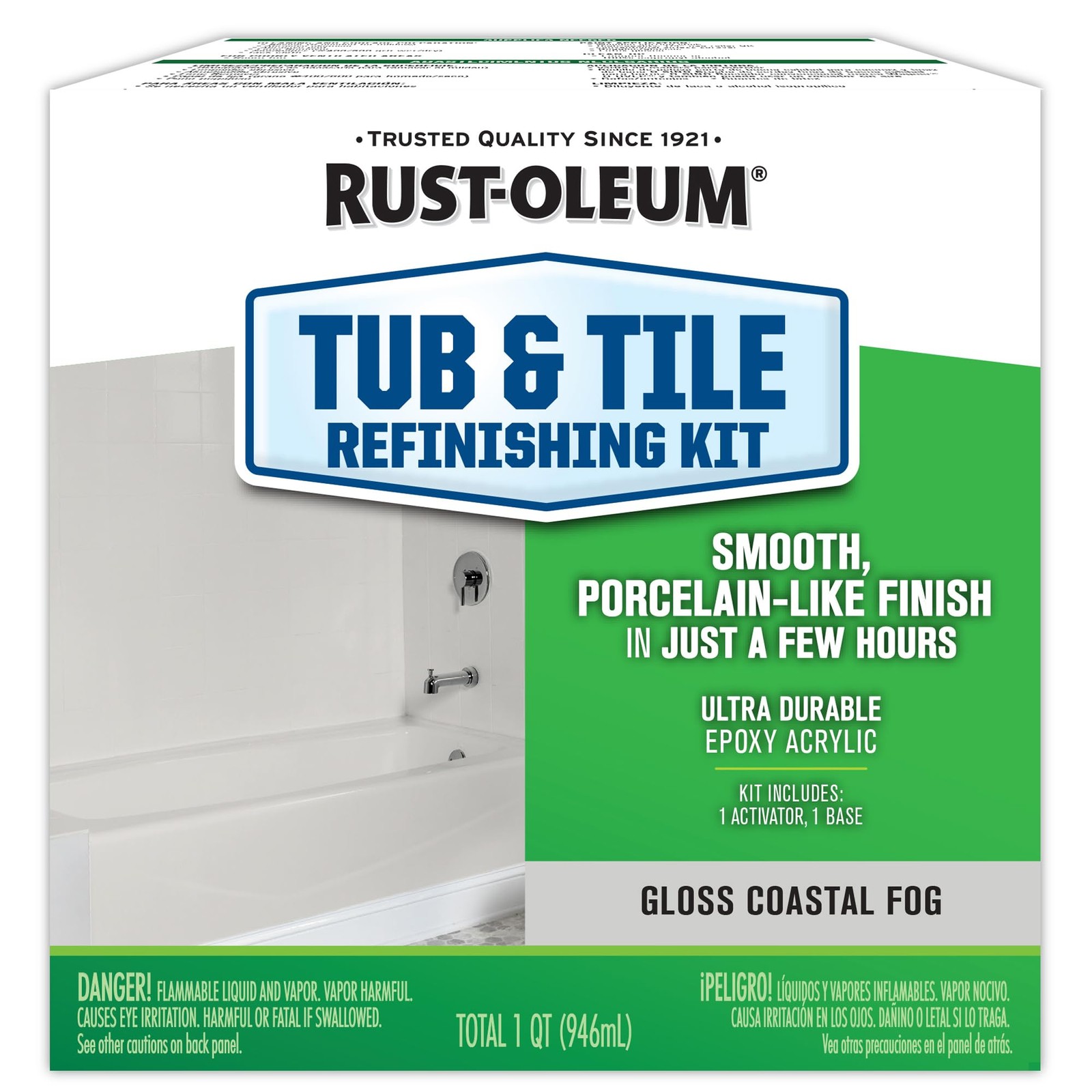 Rust Oleum Tub And Tile Refinishing Kit 32 Oz Coastal Fog Epoxy Acrylic Paint