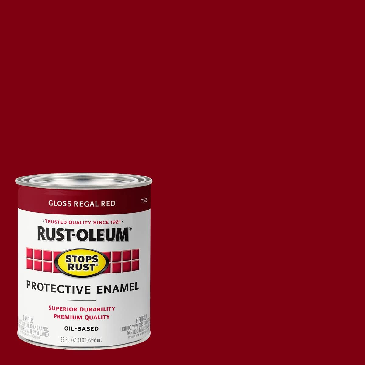 7765502 Stops Rust Brush on Paint, Quart, Gloss Regal Red, (Pack of 1)