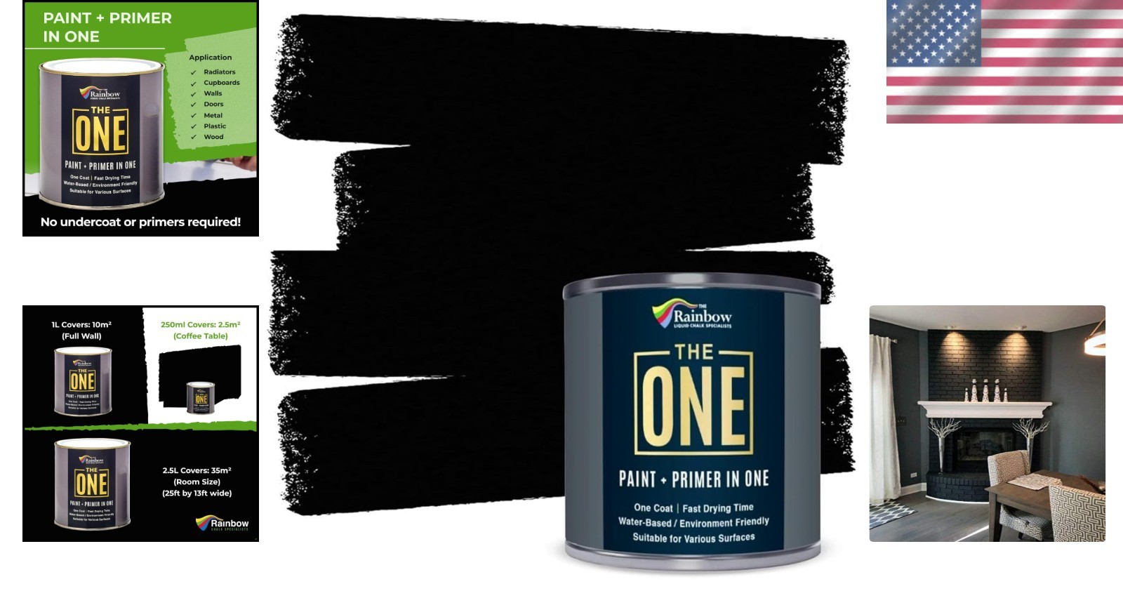 Eco-Friendly Black Gloss Paint & Primer – 8.5 Fl Oz | One Coat, Easy Application