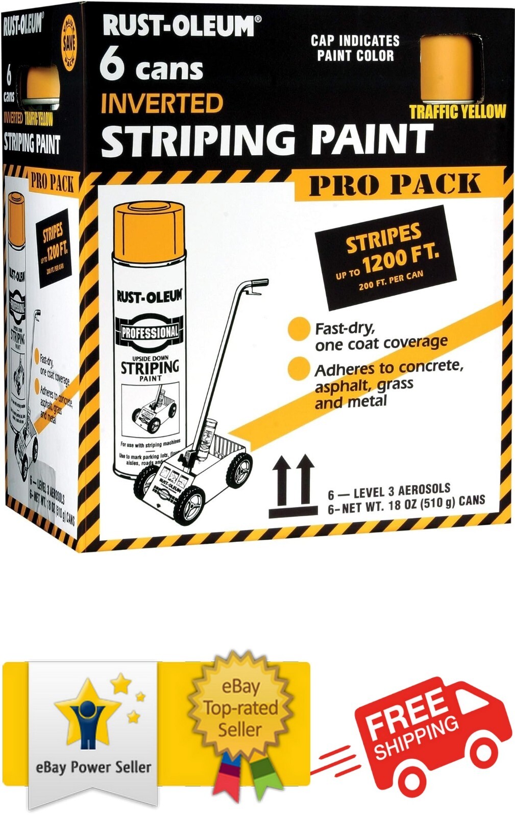 Rust Oleum Professional Striping Spray Paint Contractor 18 Oz Pack of 6 Yellow