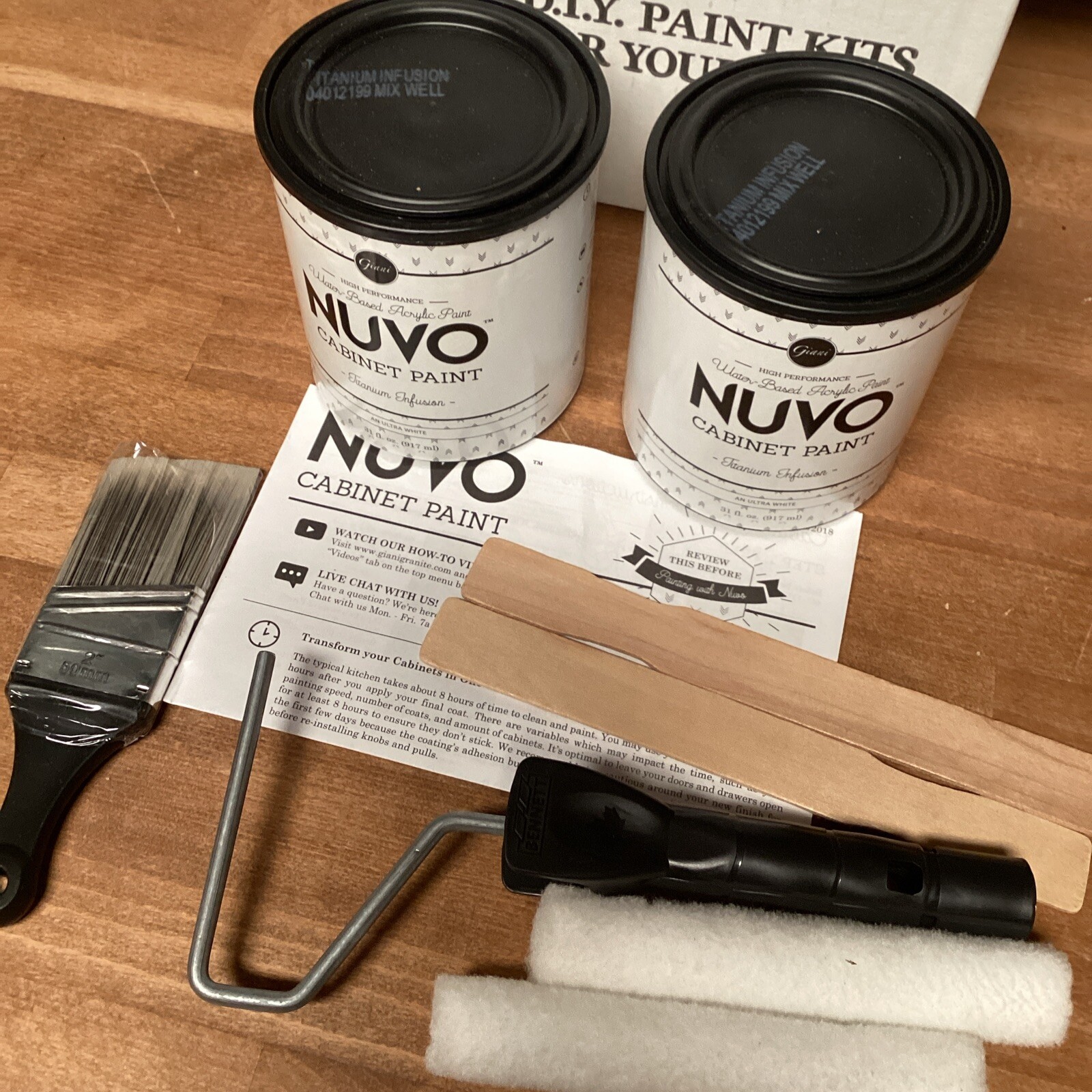 Nuvo Titanium Infusion Cabinet Makeover Paint Ultra Brilliant White Kit 2 Quart