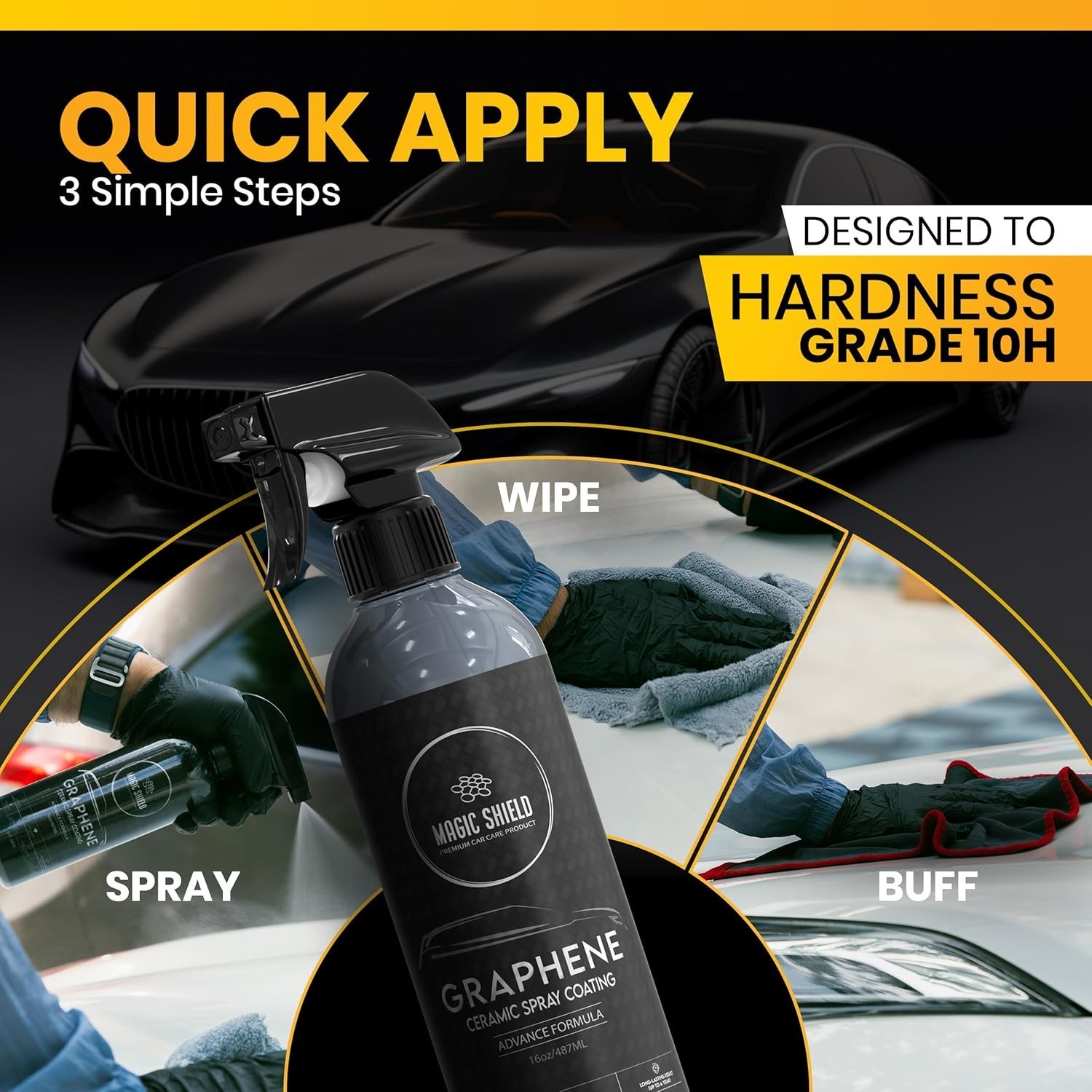 Magic Shield Graphene Ceramic Coating Spray 16oz High Gloss Car Sealant