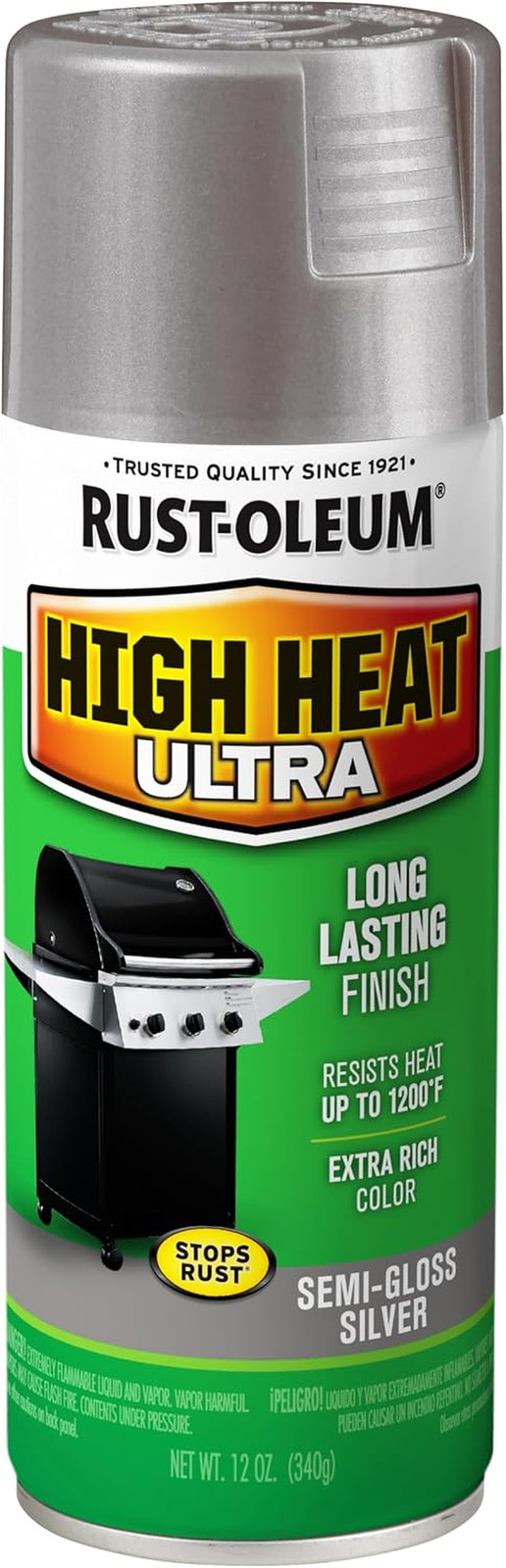 Rust-Oleum 270201 High Heat Ultra Spray Paint 12 Oz Silver 1200°F Resistant