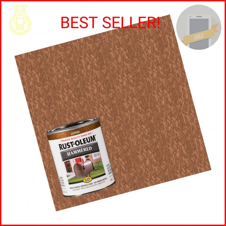 Rust-Oleum 239074 Stops Rust Hammered Finish Paint, Quart, Copper, (Pack of 1)