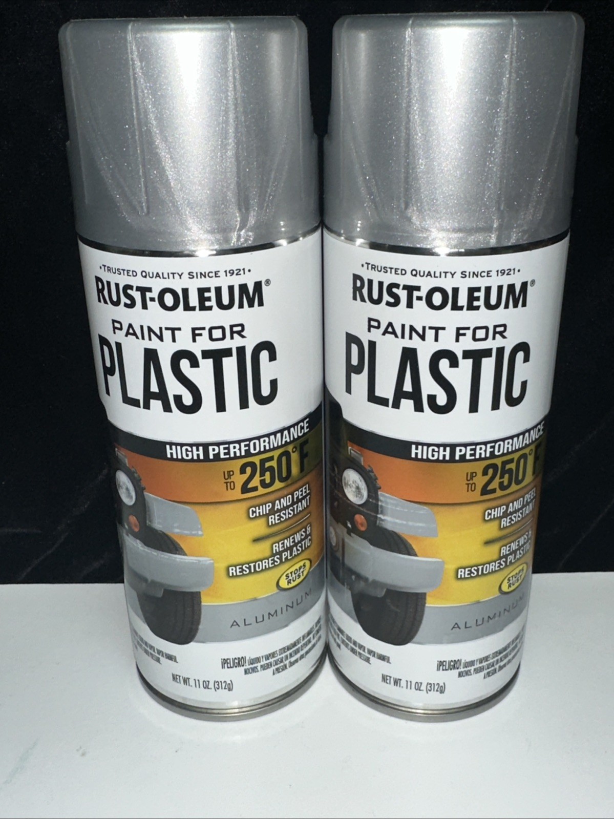 LOT OF 2-NEW RUSTOLEUM PAINT FOR PLASTIC – ALUMINUM -11oz. FREE SHIPPING