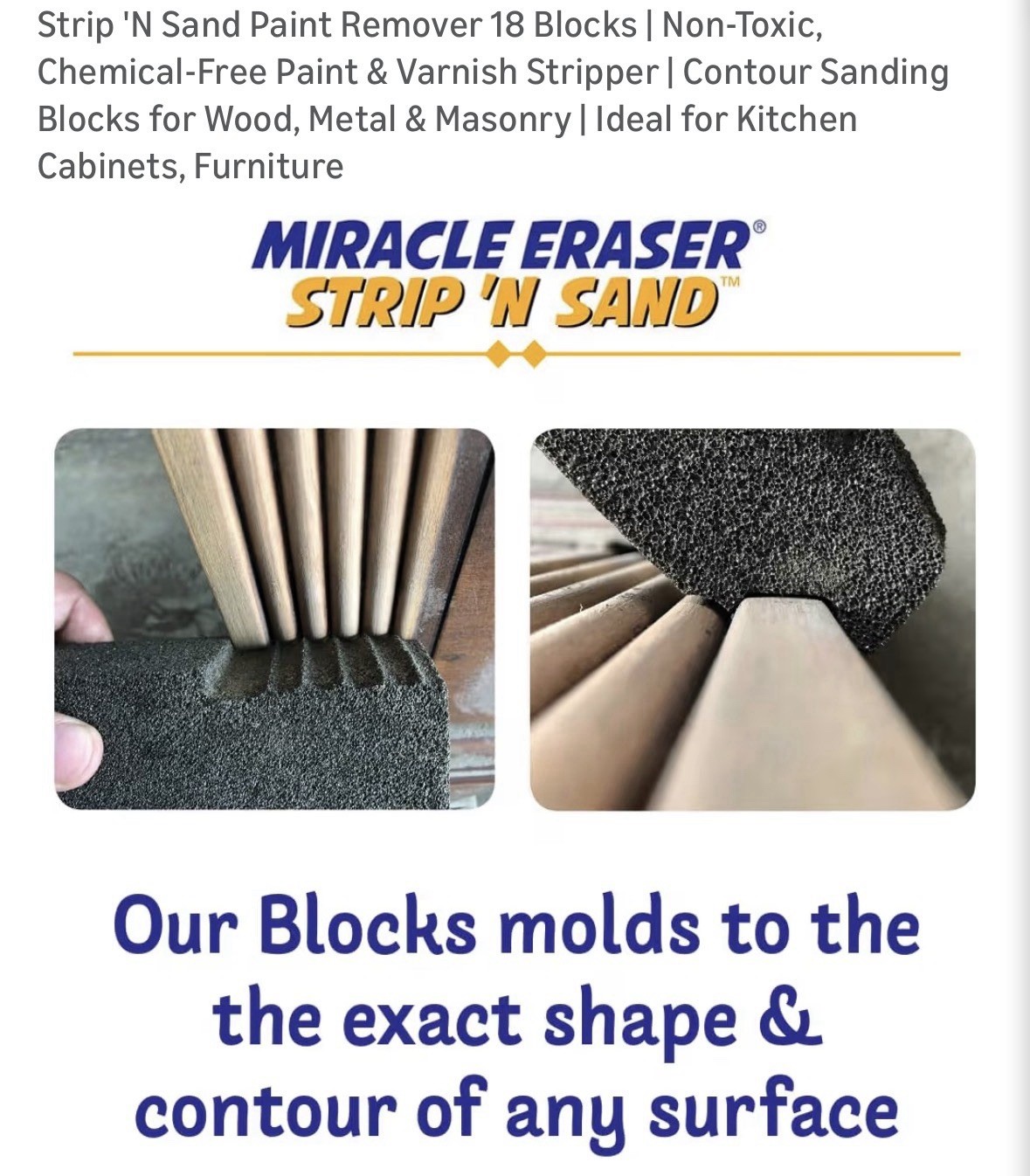 Miracle Eraser Strip & Sand Blocks Pack of 3 New Paint Remover Wood Metal